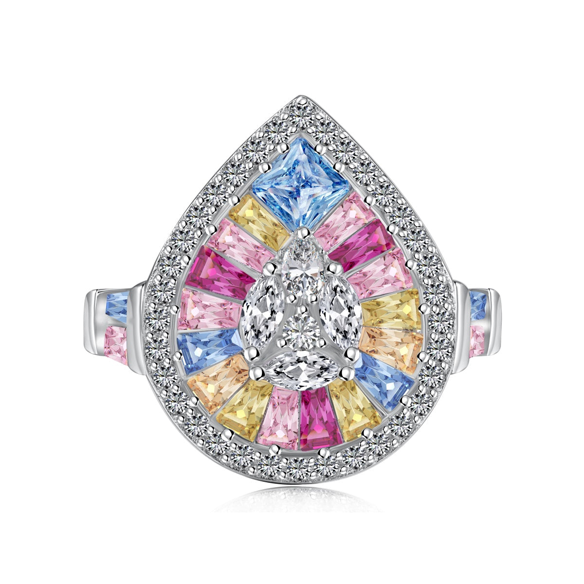 [Olivia Jewelry]Elegant Colorful Water Drop Shape Banquet Ring