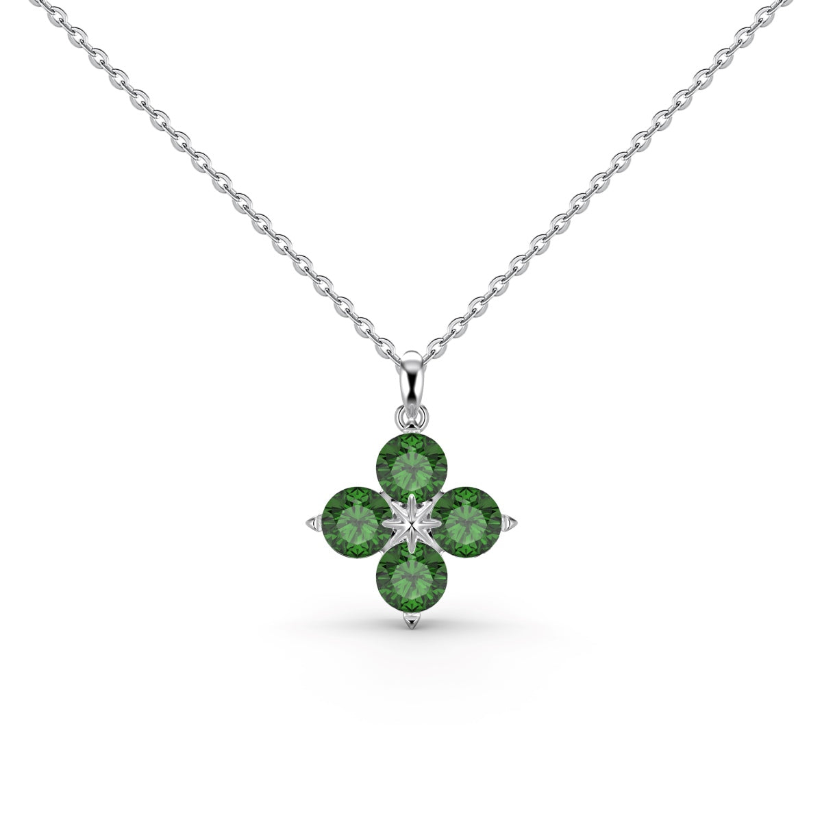[Olivia Jewelry]Four-Leaf Clover And Eight-Pointed Star Necklace