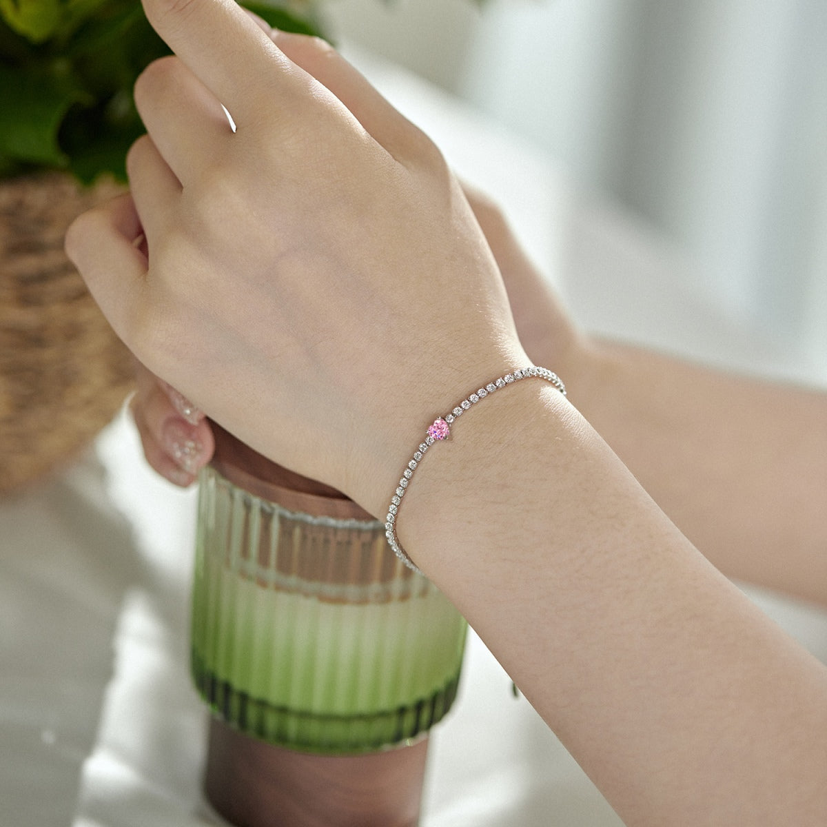 [Olivia Jewelry]0.5 Carat Elegant Romantic Heart Shape Lover Bracelet