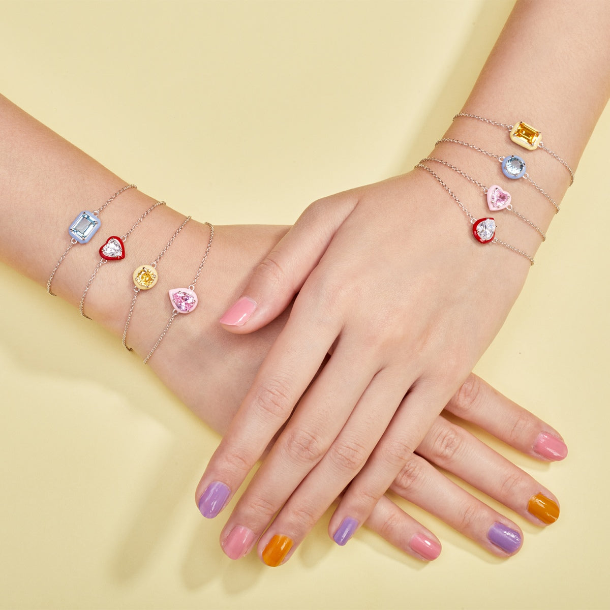 [Olivia Jewelry]2.0 Carat Sparkling Colorful Emerald Cut Daily Bracelet