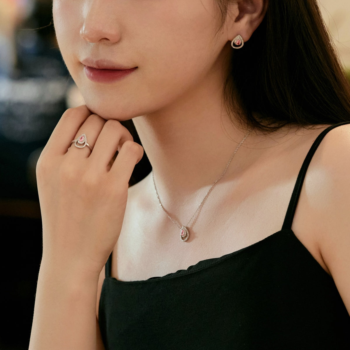 [Olivia Jewelry]Sparkling Pear Cut Necklace