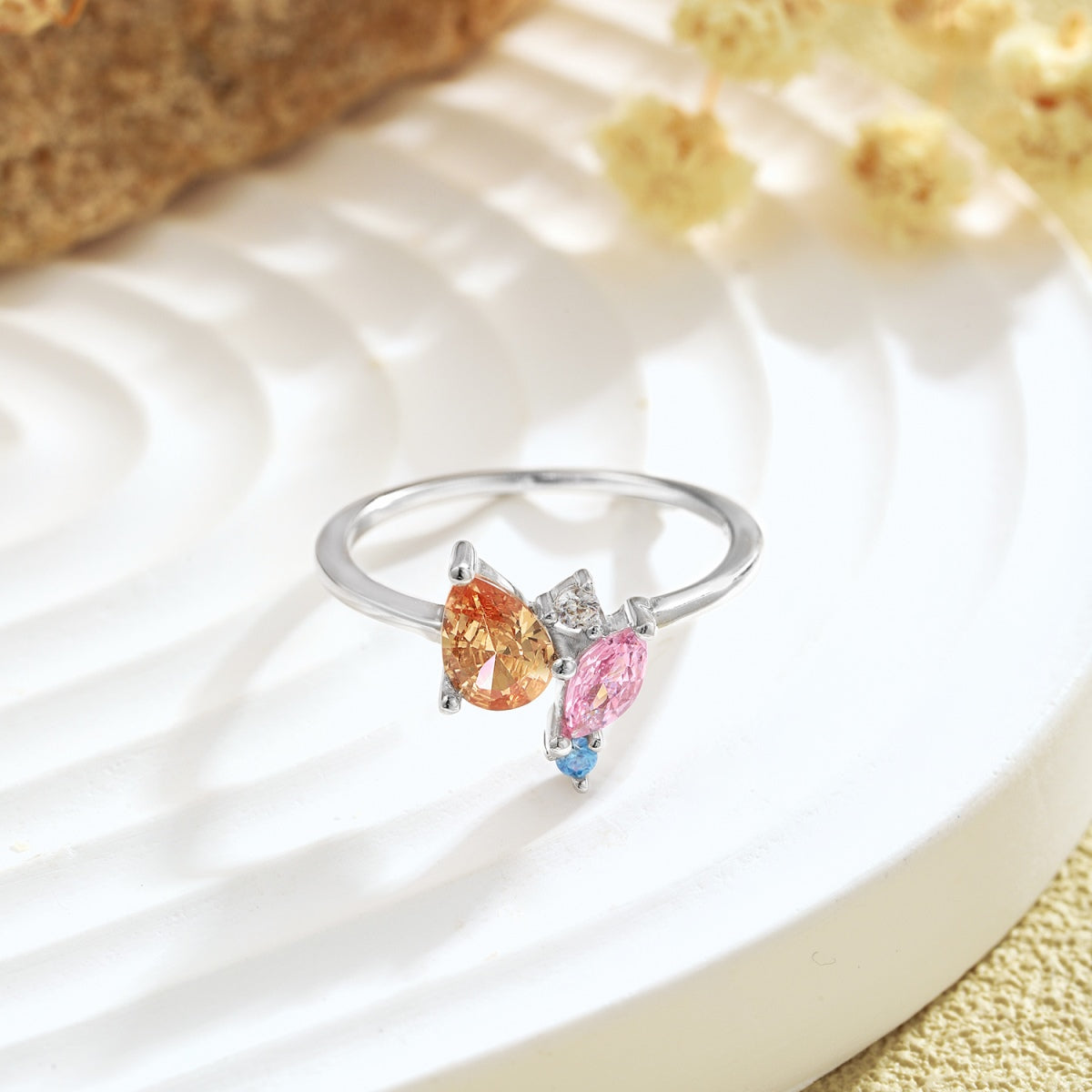 [Olivia Jewelry]Radiant Colorful Multi Cut Daily Ring