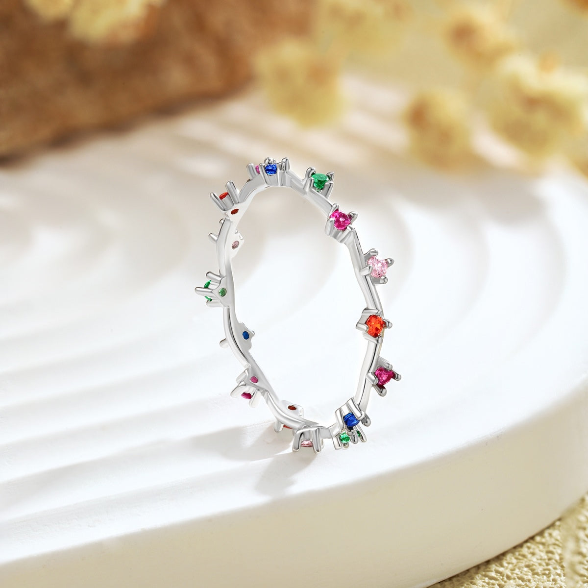 [Olivia Jewelry]Radiant Colorful Round Cut Daily Ring