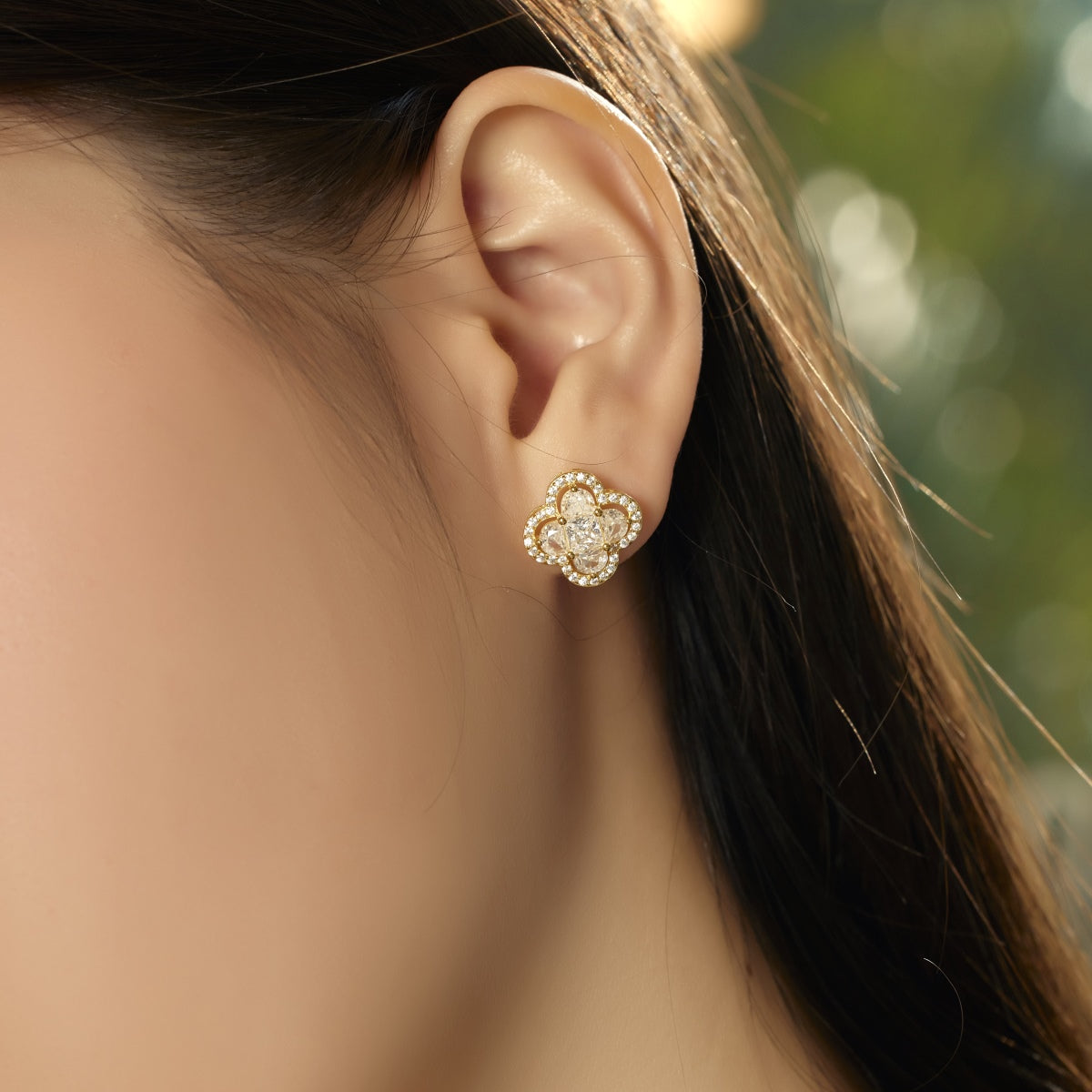 [Olivia Jewelry]Lucky Four-Leaf Clover Exquisite Earrings