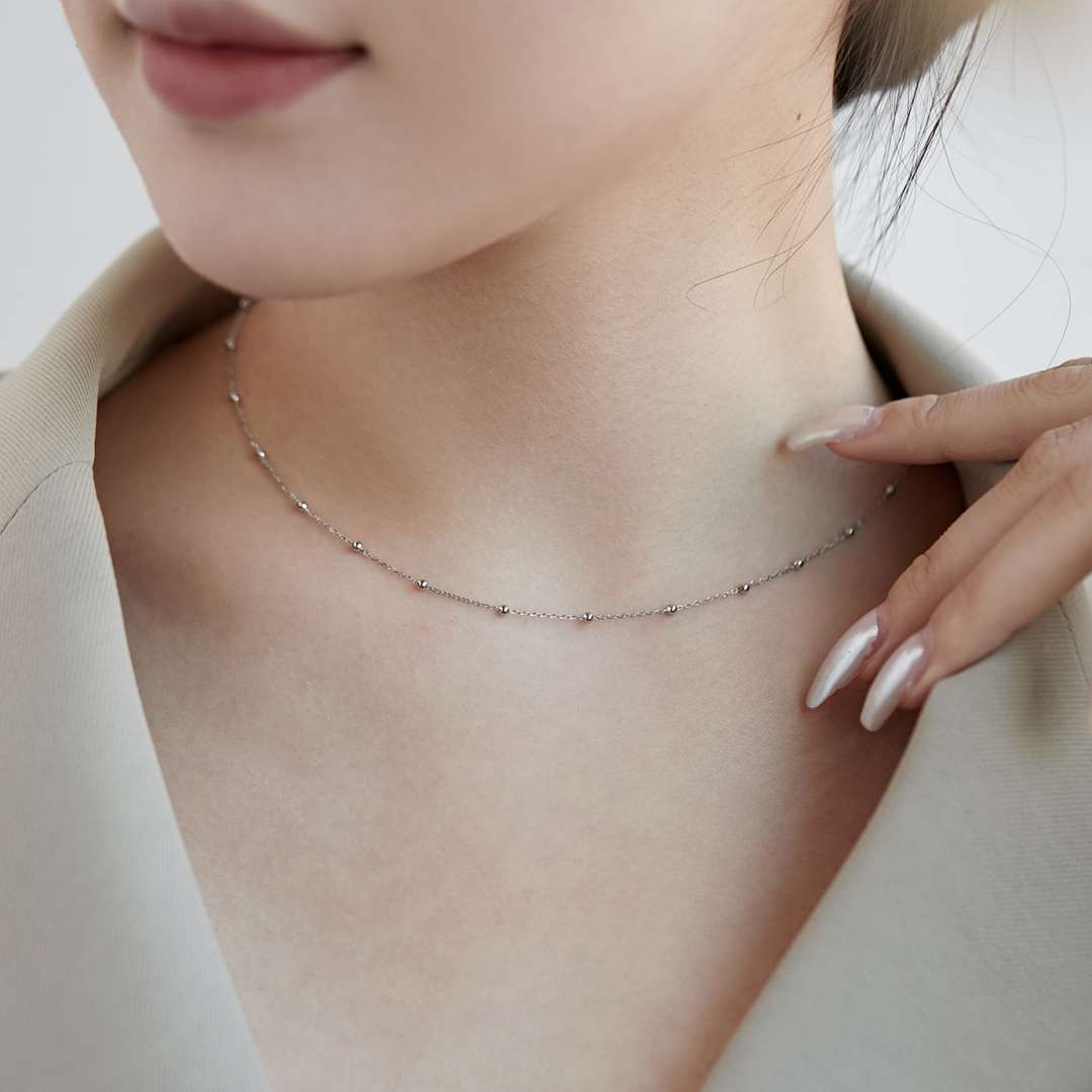 [Olivia Jewelry]Small Bead Clavicle Chain Simple Necklace