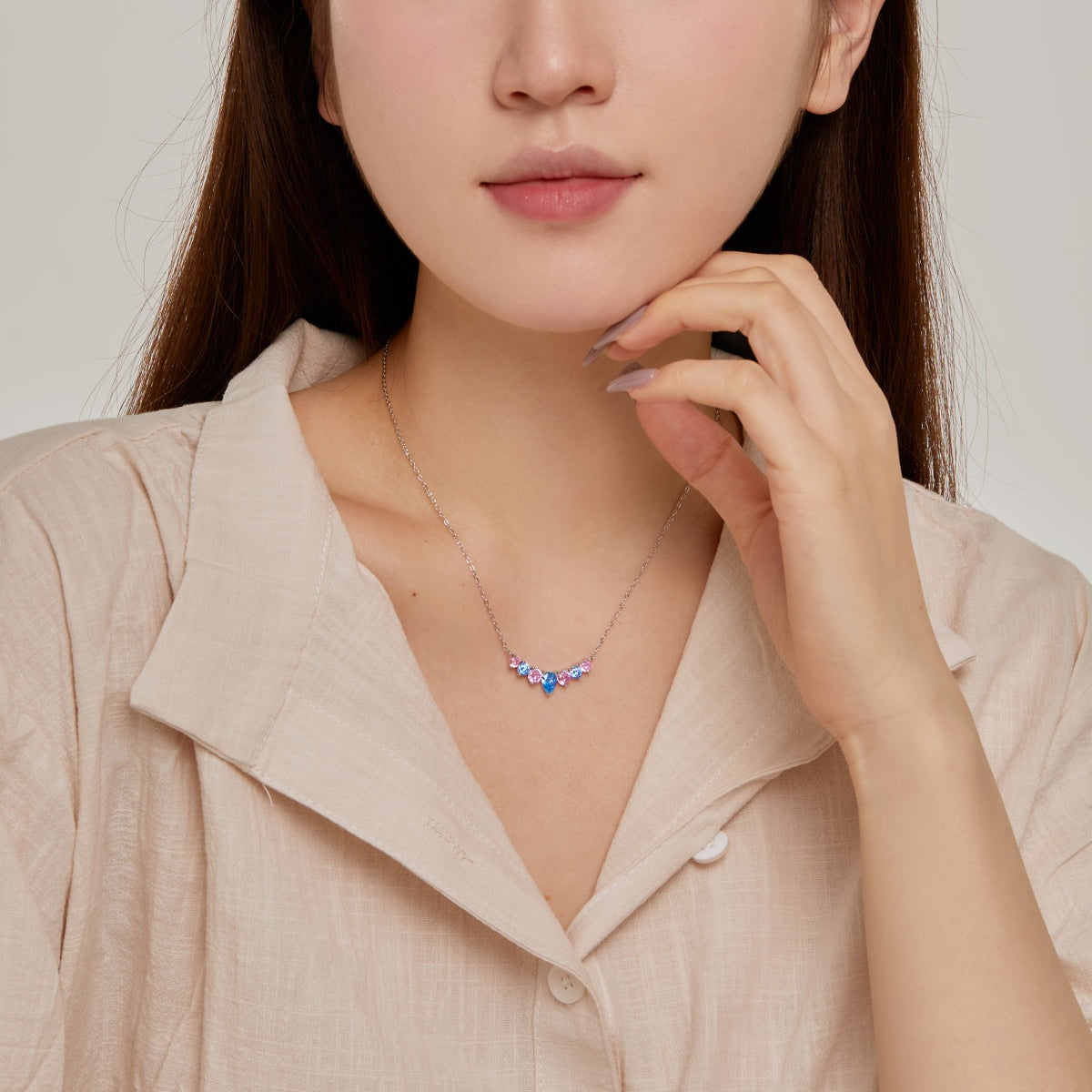 [Olivia Jewelry]Dainty Colorful Heart Necklace