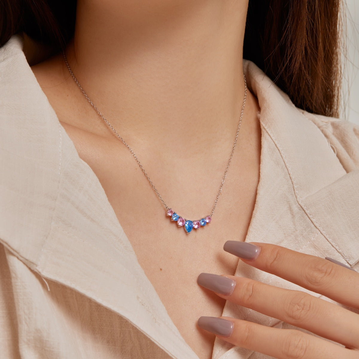 [Olivia Jewelry]Dainty Colorful Heart Necklace
