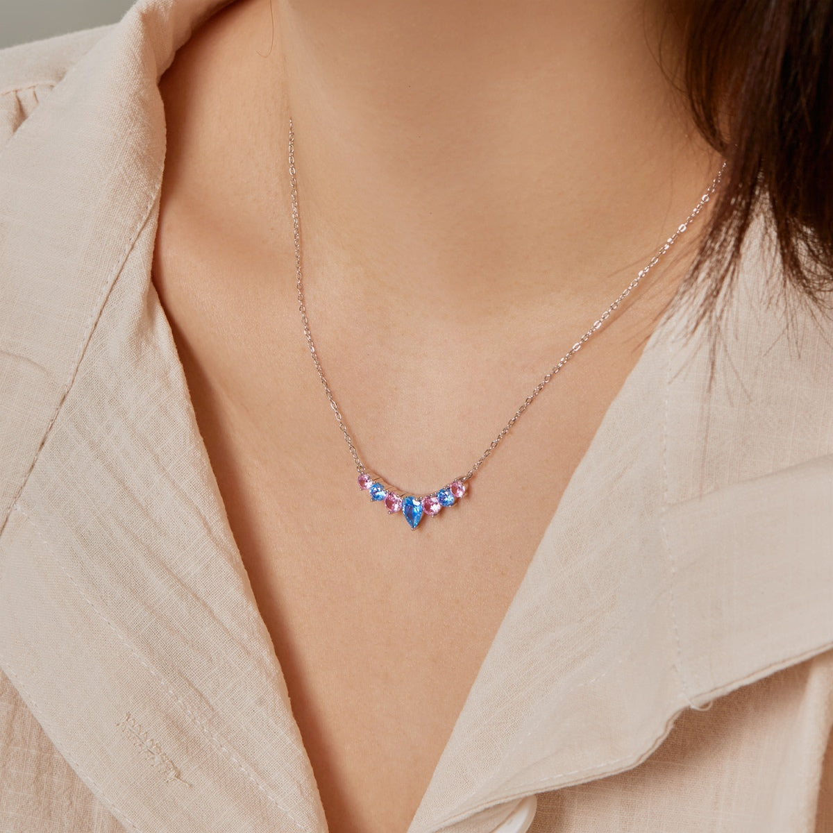 [Olivia Jewelry]Dainty Colorful Heart Necklace