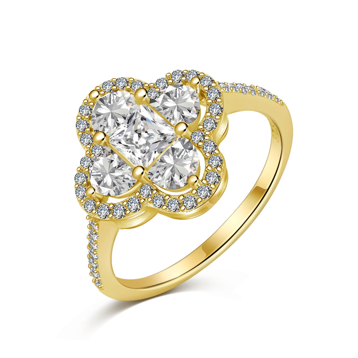 [Olivia Jewelry]Luxurious Eternity Flower Shape Banquet Ring
