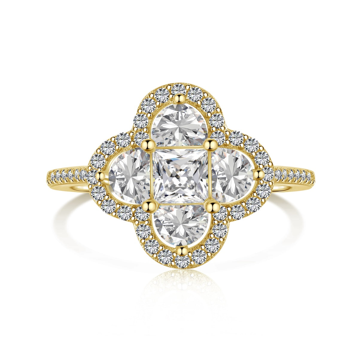 [Olivia Jewelry]Luxurious Eternity Flower Shape Banquet Ring