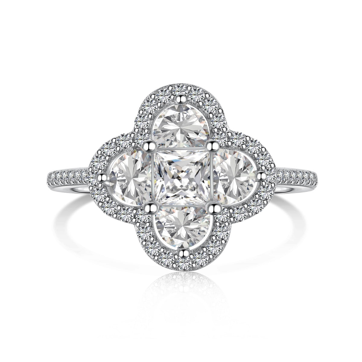 [Olivia Jewelry]Luxurious Eternity Flower Shape Banquet Ring