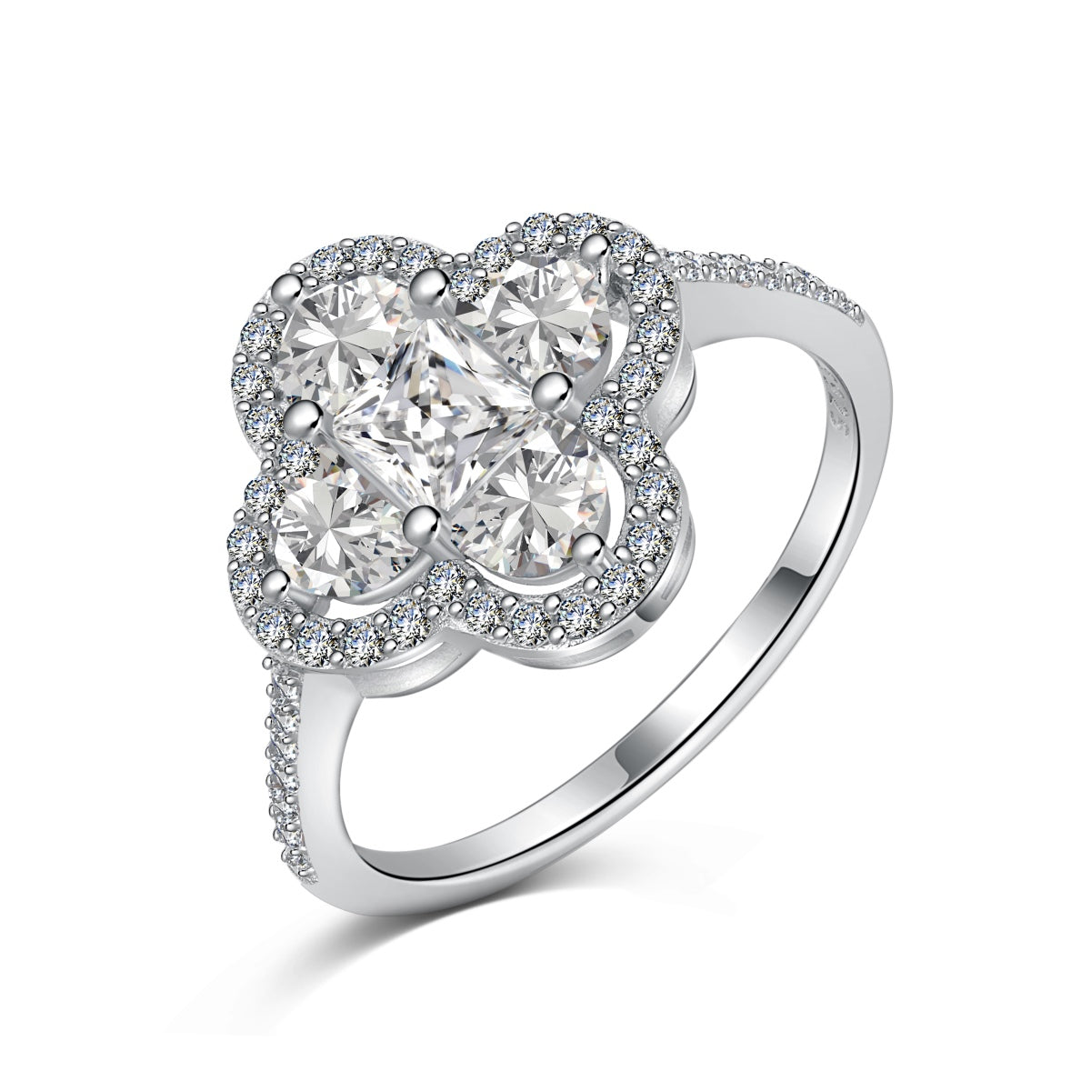 [Olivia Jewelry]Luxurious Eternity Flower Shape Banquet Ring