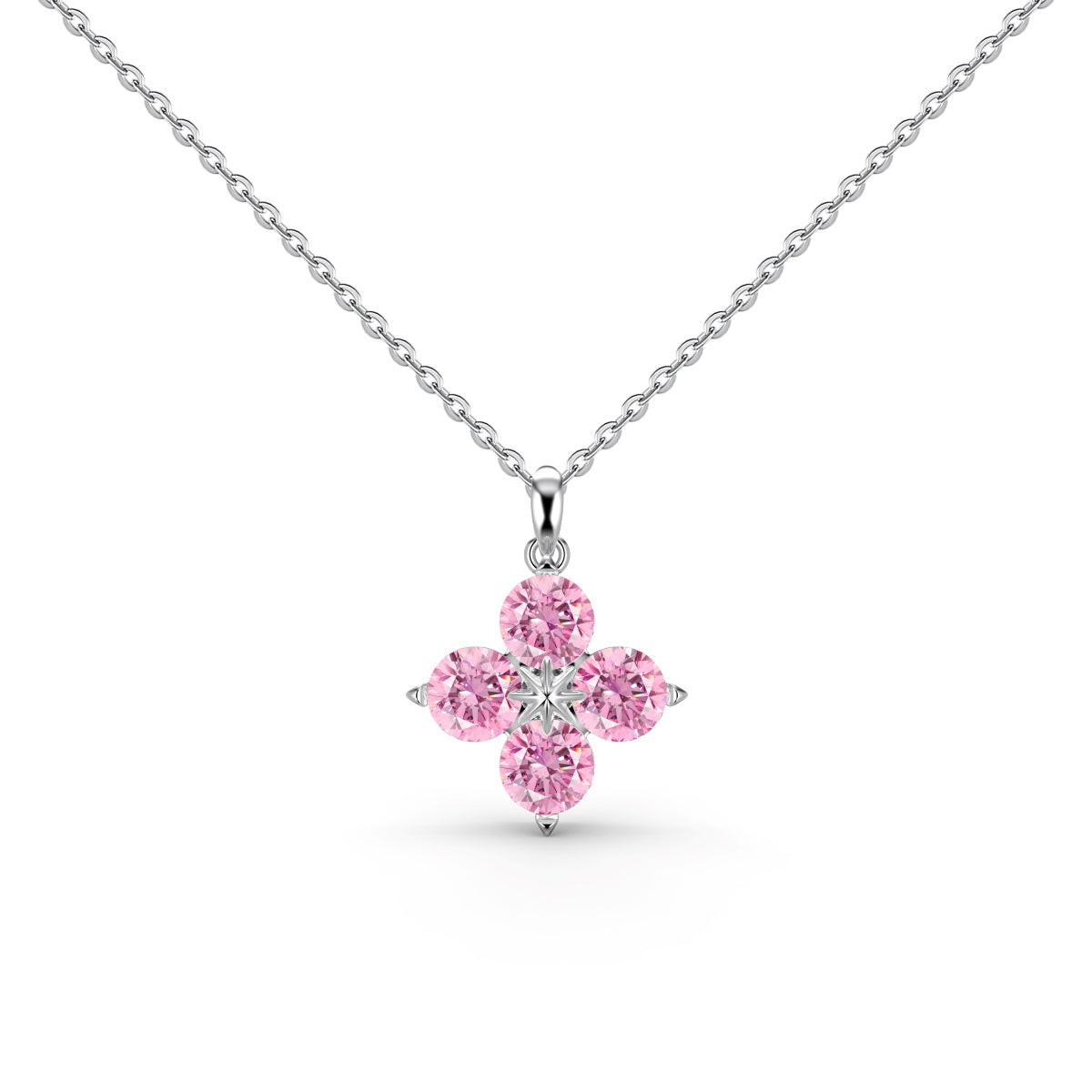 [Olivia Jewelry]Four-Leaf Clover And Eight-Pointed Star Necklace
