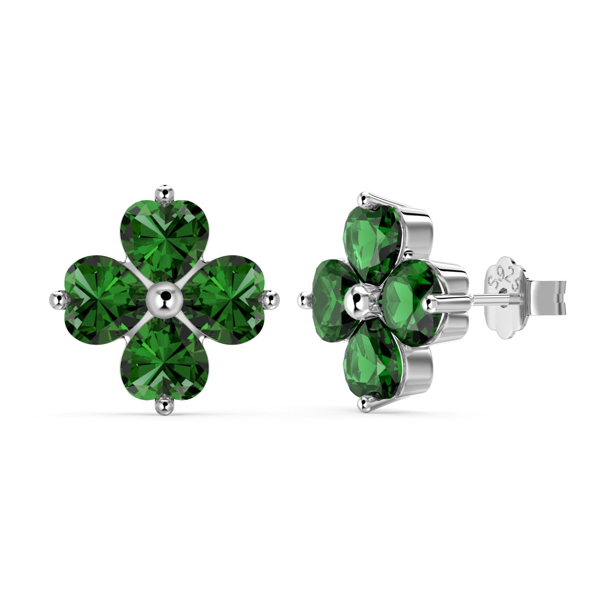 [Olivia Jewelry]Four-Leaf Clover Ball Earrings