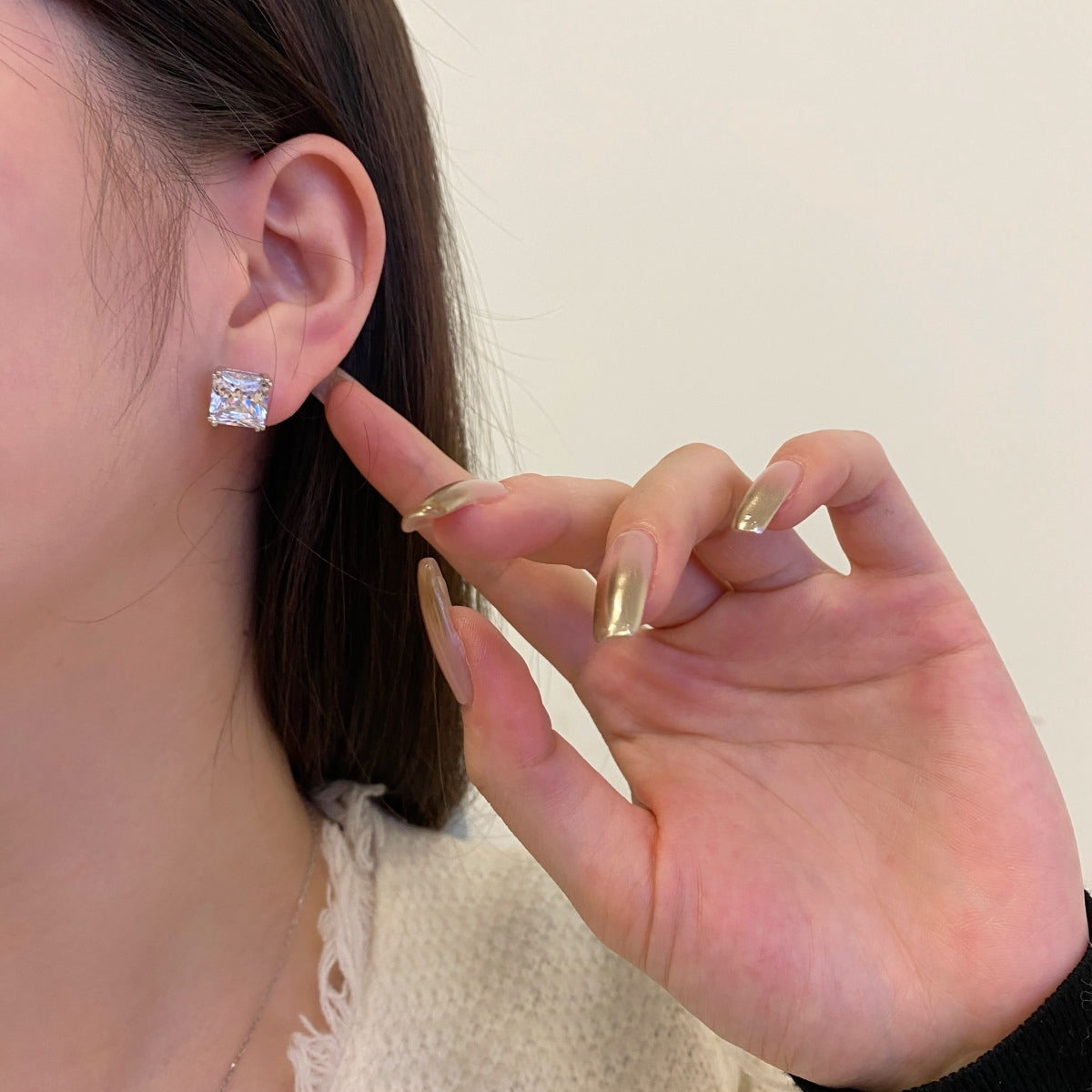 [Olivia Jewelry]Delicate Square Shape Earrings