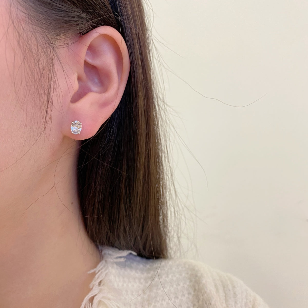 [Olivia Jewelry]Oval Classic Dignified Elegant Earrings