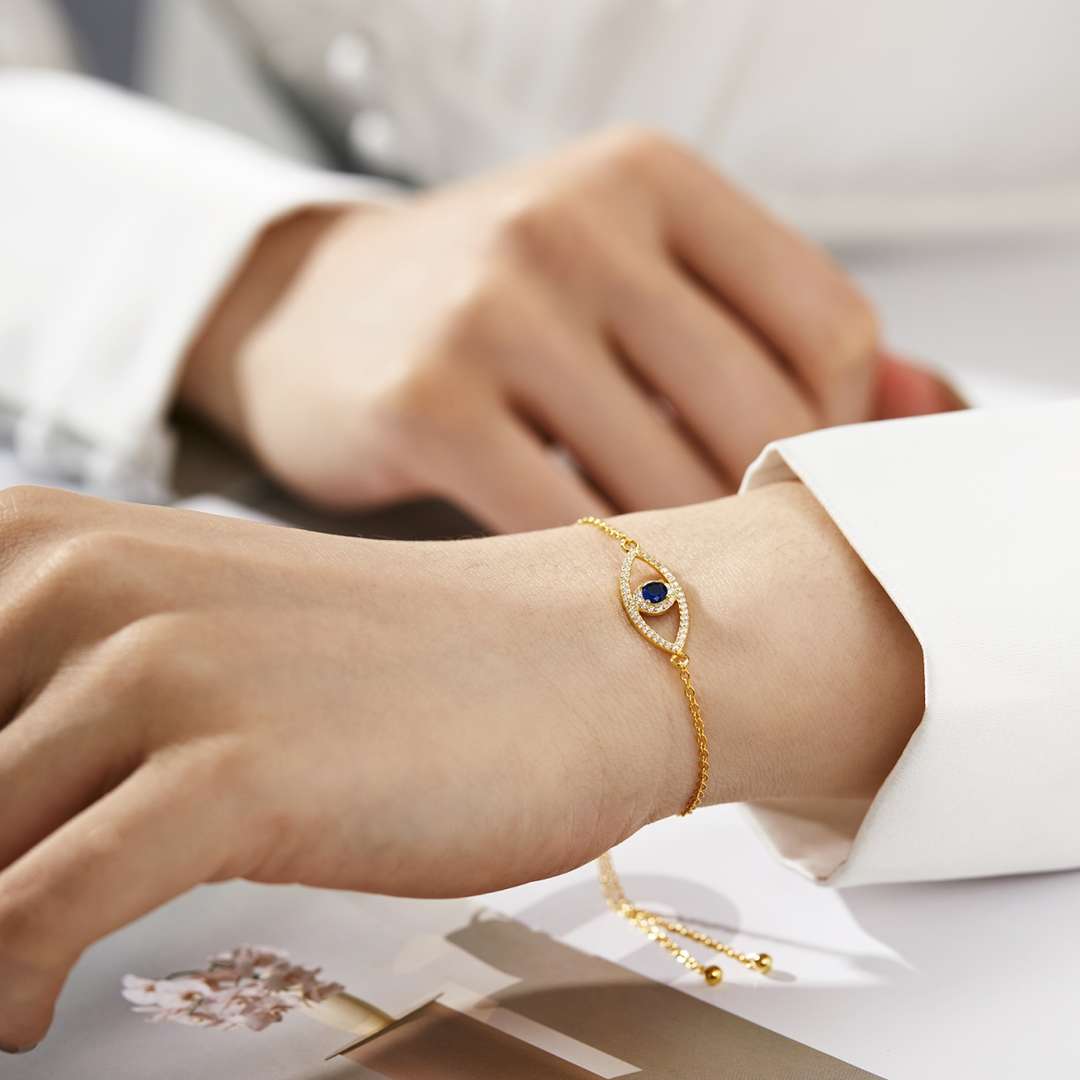 [Olivia Jewelry]Devil's Eye Hollow Design Bracelet