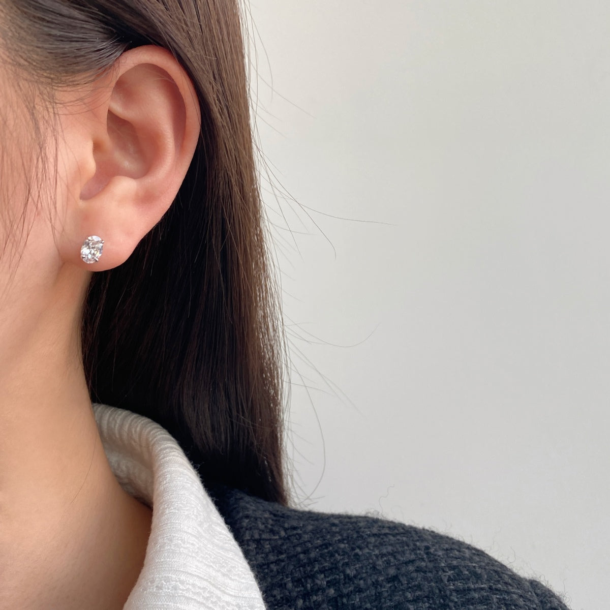 [Olivia Jewelry]Oval Classic Dignified Elegant Earrings