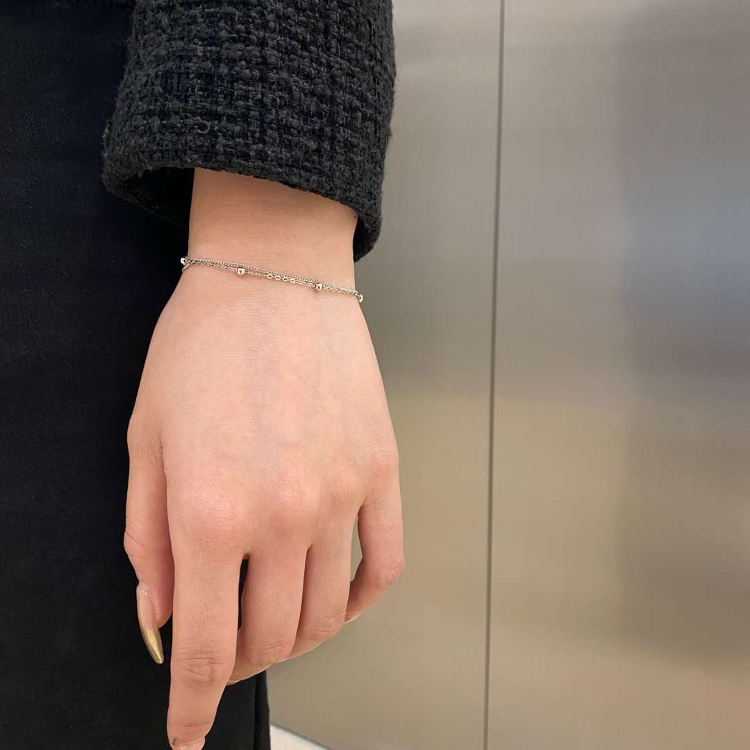 [Olivia Jewelry]Delicate Bead Double Layer Bracelet
