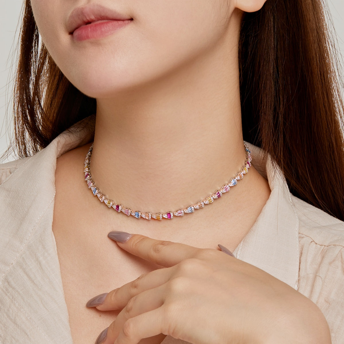 [Olivia Jewelry]Radiant Colorful Rainbow Necklace