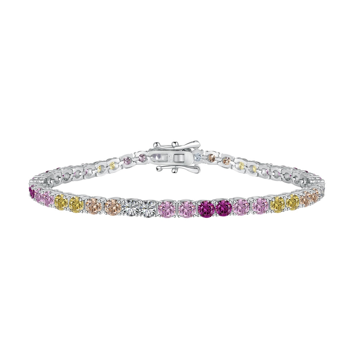 [Olivia Jewelry]Radiant Colorful Round Cut Tennis Bracelet