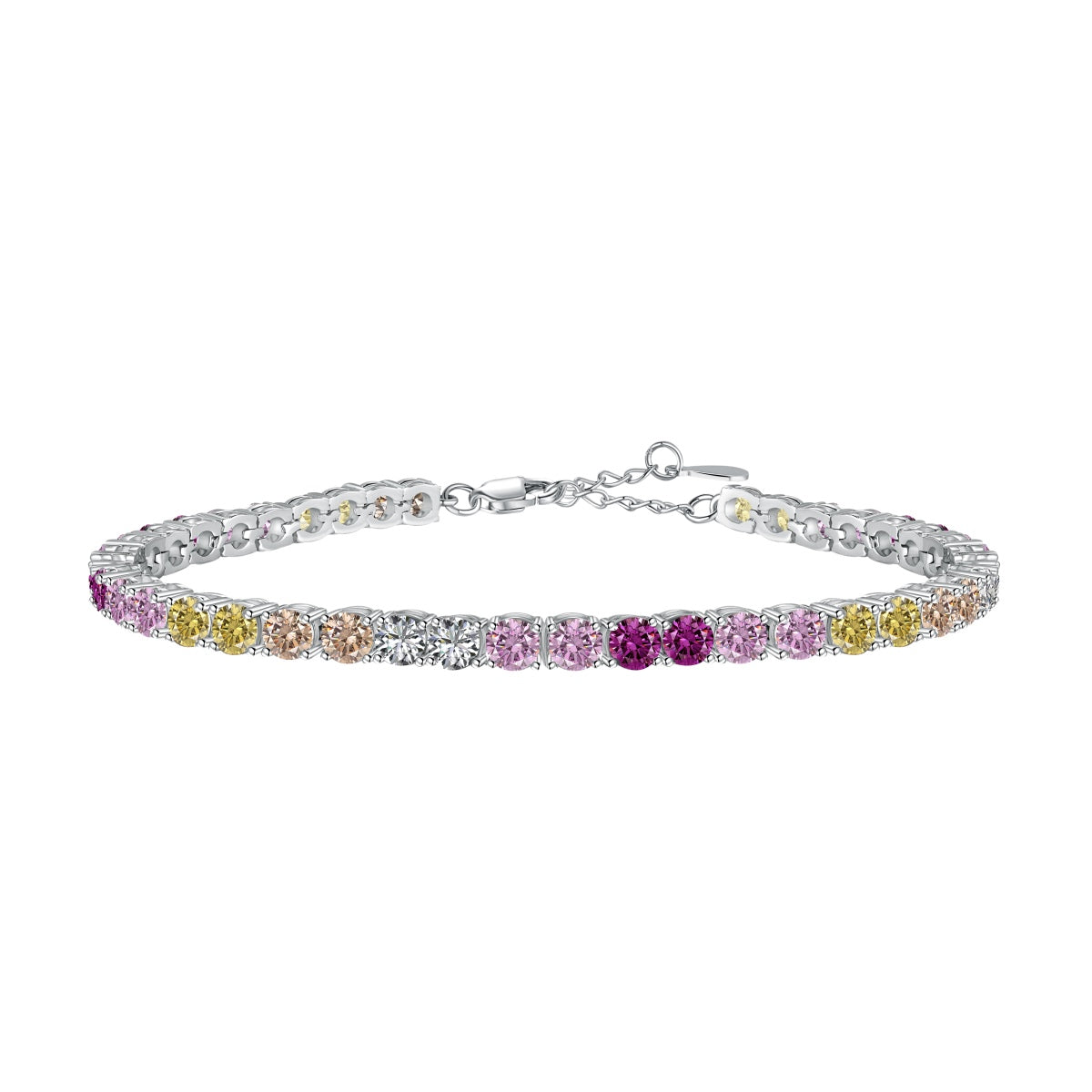 [Olivia Jewelry]Radiant Colorful Round Cut Tennis Bracelet