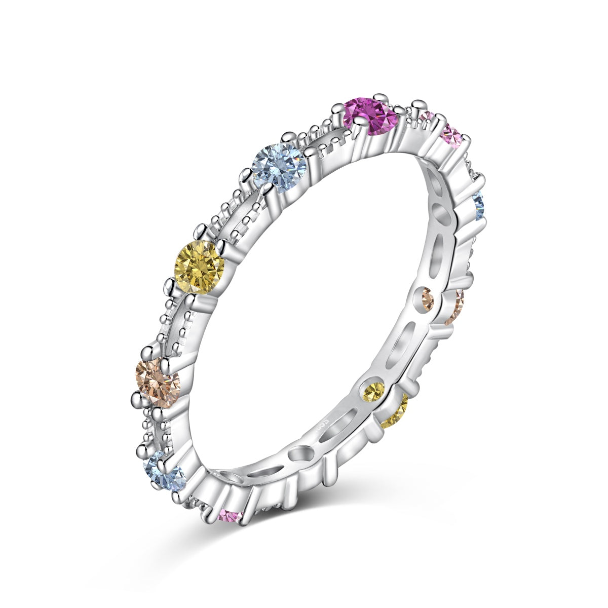 [Olivia Jewelry]Sparkling Colorful Round Cut Tennis Ring