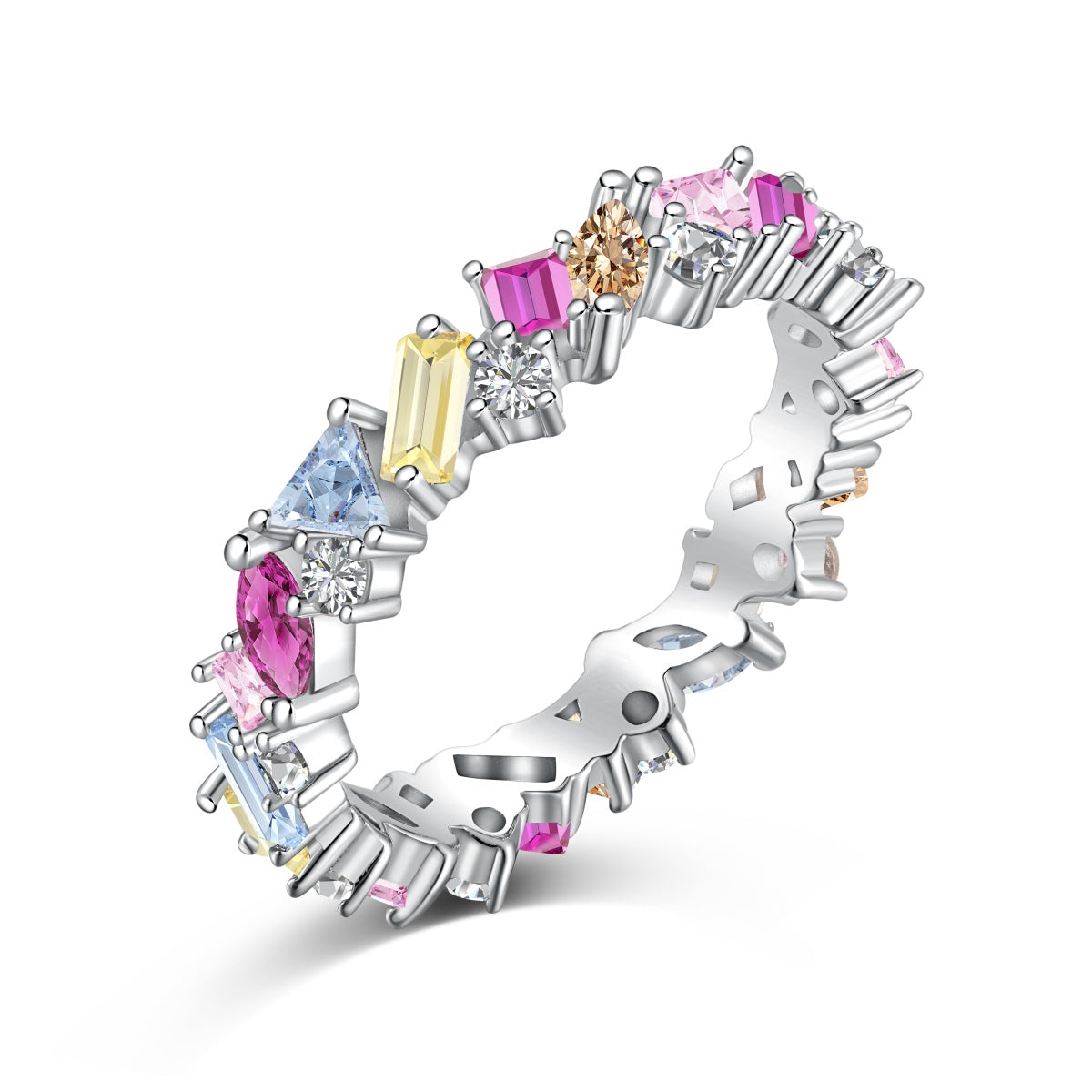 [Olivia Jewelry]Dazzling Polychromatic Multi cut Daily Ring