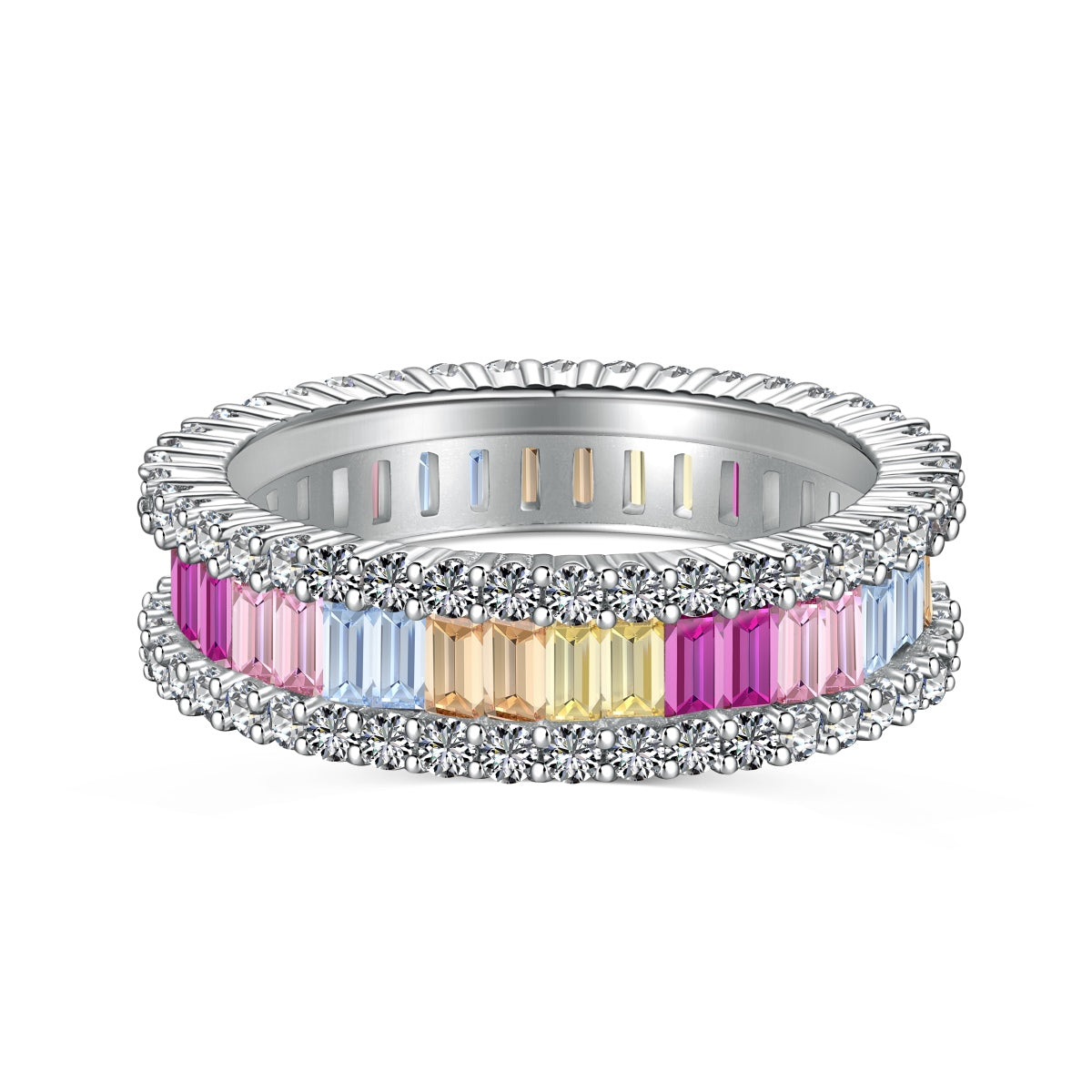 [Olivia Jewelry]Dainty Kaleidoscopic Emerald Cut Daily Ring