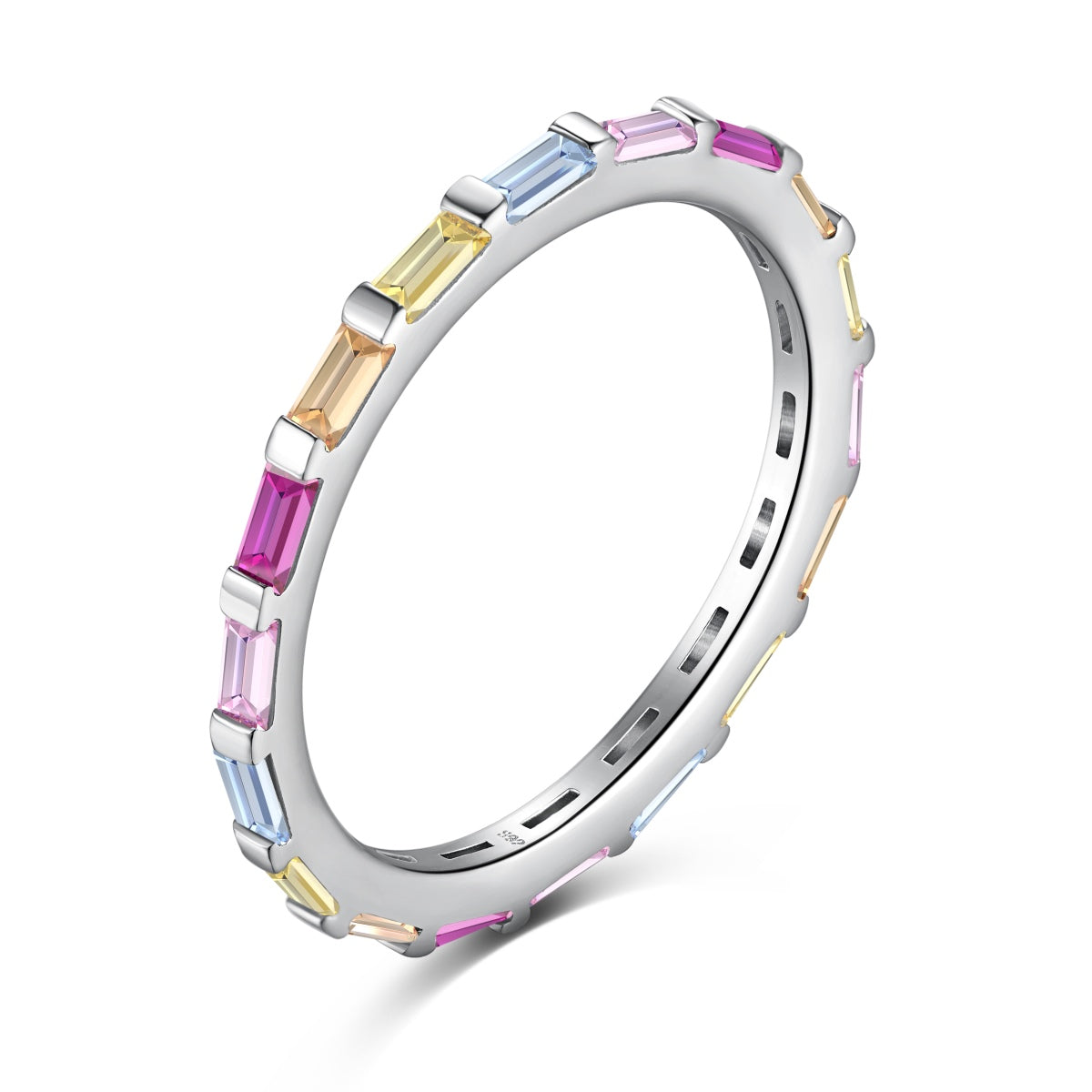 [Olivia Jewelry]Exquisite Multicolored Emerald Cut Daily Ring