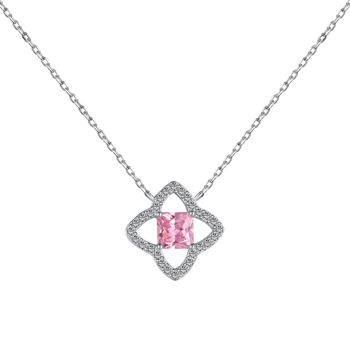 [Olivia Jewelry]Exquisite Flower Shape Princess Cut Necklace