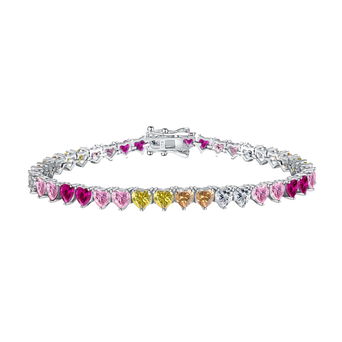 [Olivia Jewelry]Luxurious Colorful Romantic Heart Shape Lover Bracelet