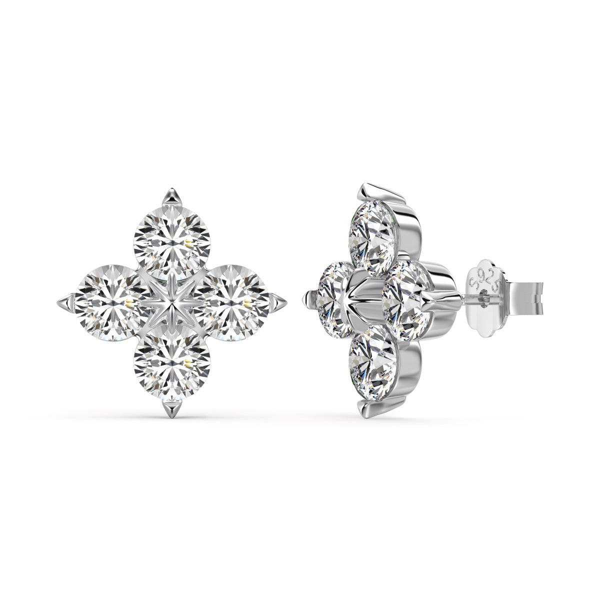 [Olivia Jewelry]Four-Leaf Clover Eight-Pointed Star Earrings