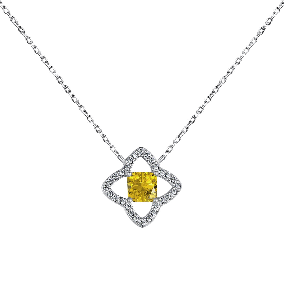 [Olivia Jewelry]Exquisite Flower Shape Princess Cut Necklace