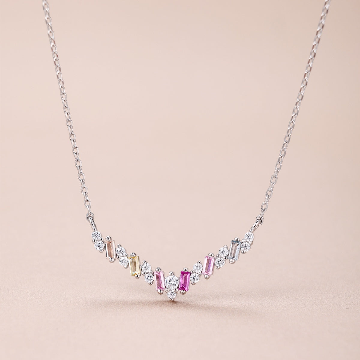 [Olivia Jewelry]Dazzling Rainbow Necklace
