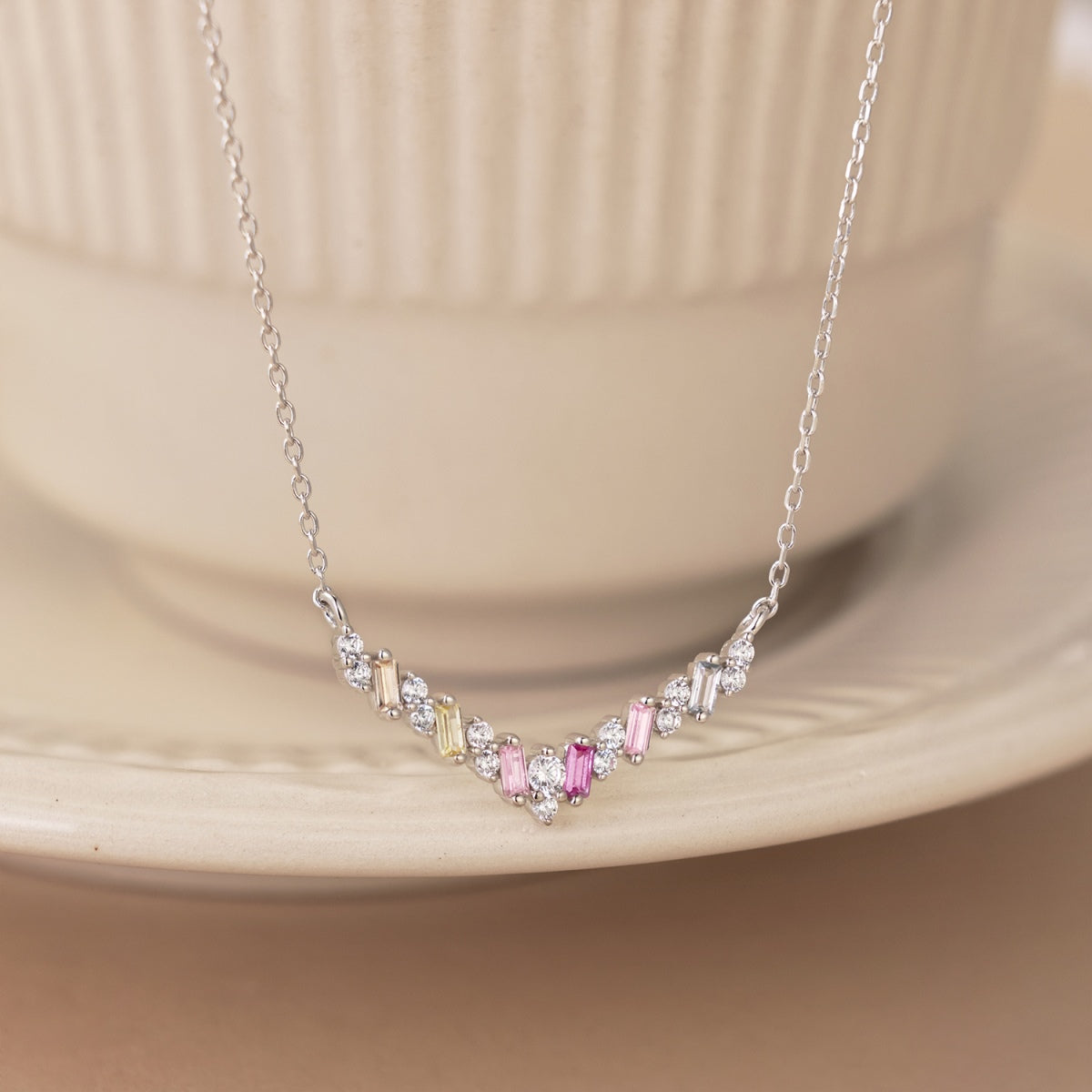 [Olivia Jewelry]Dazzling Rainbow Necklace
