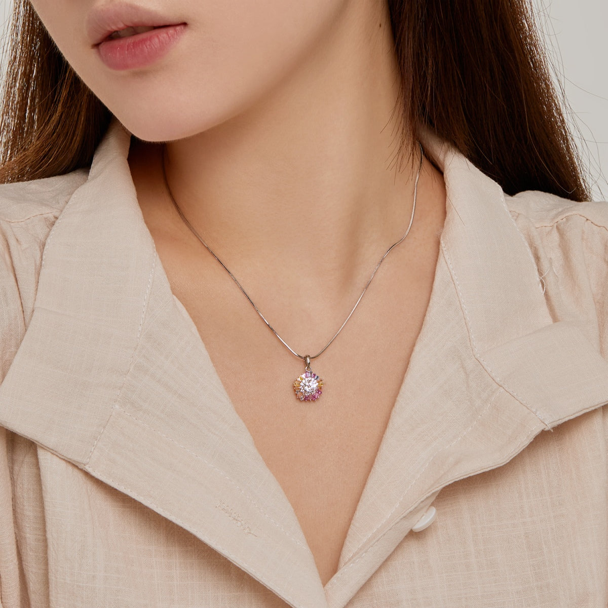 [Olivia Jewelry]Charming Flower Colorful Necklace