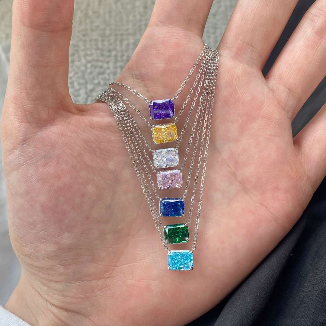 [Olivia Jewelry]Luxurious Square Shape Colorful Necalack