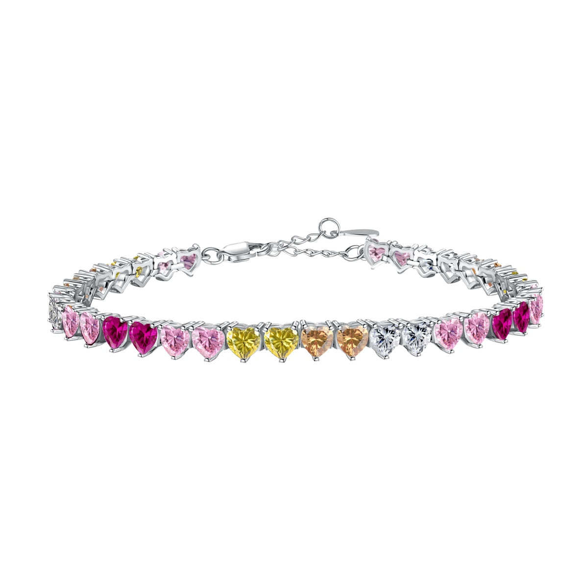[Olivia Jewelry]Luxurious Colorful Romantic Heart Shape Lover Bracelet
