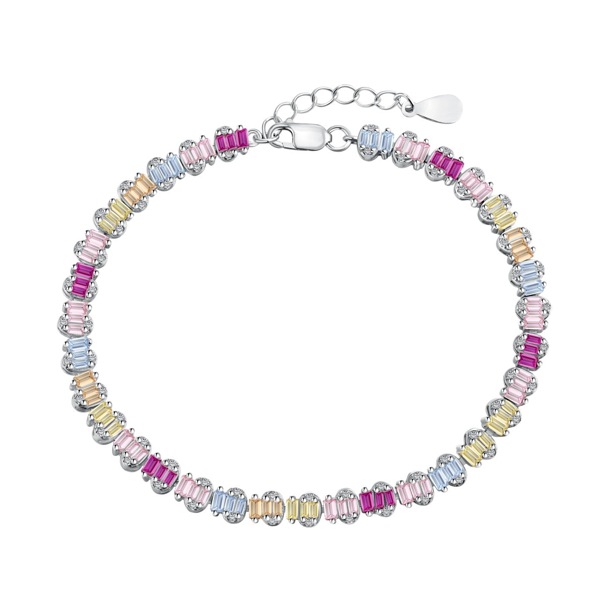 [Olivia Jewelry]Delicate Colorful Emerald Cut Party Bracelet