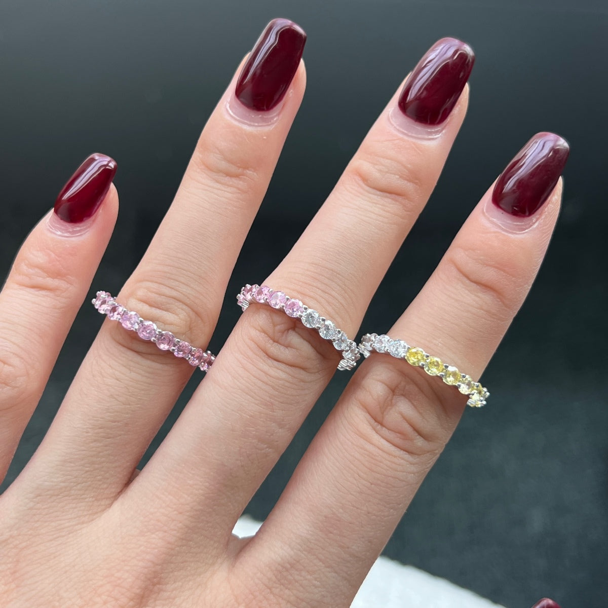 [Olivia Jewelry]Sparkling Round Cut Tennis Ring