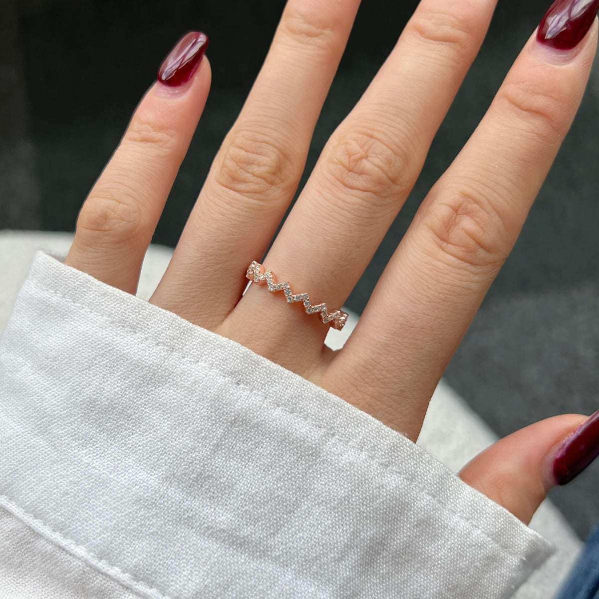 [Olivia Jewelry]Delicate Enchanting Wave Shape Daily Ring