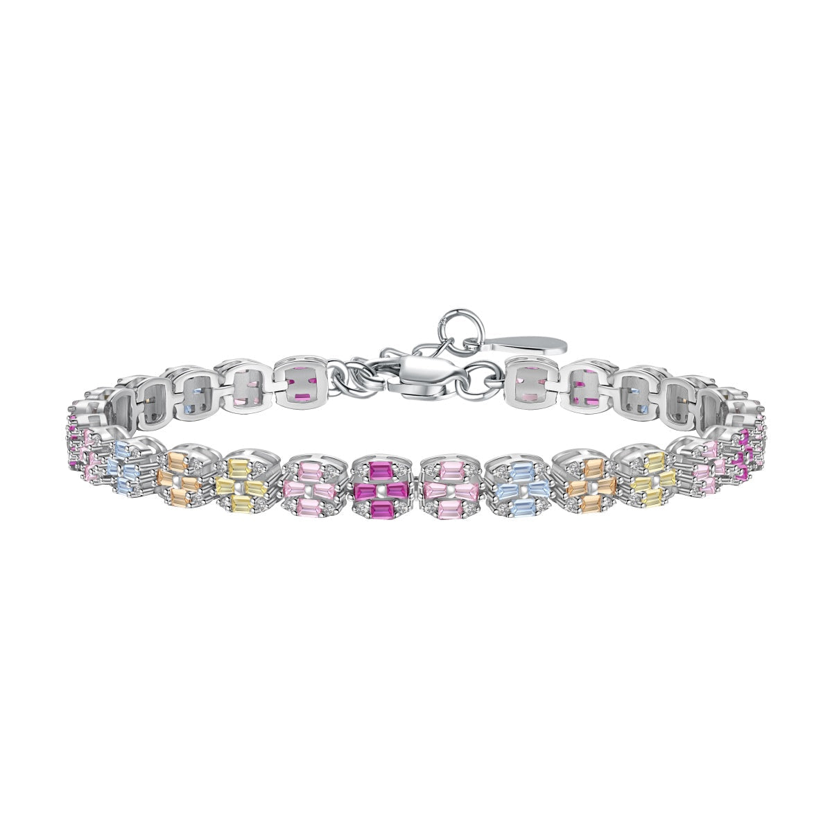 [Olivia Jewelry]Delicate Colorful Emerald Cut Daily Bracelet