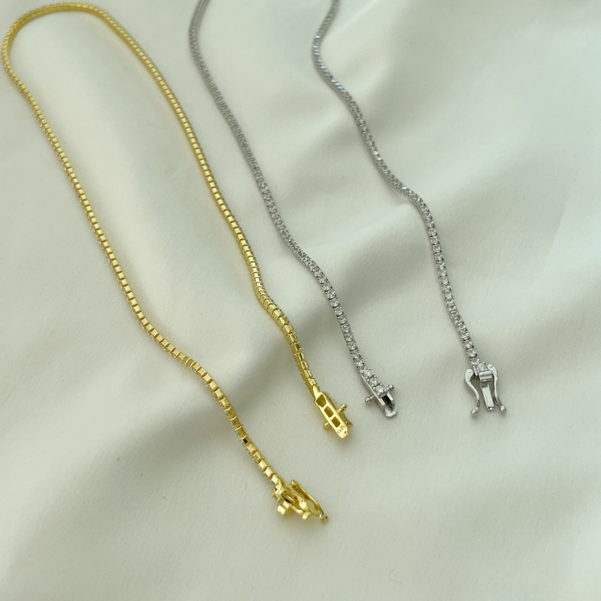 [Olivia Jewelry]Delicate Round Shape Tennis Necklace