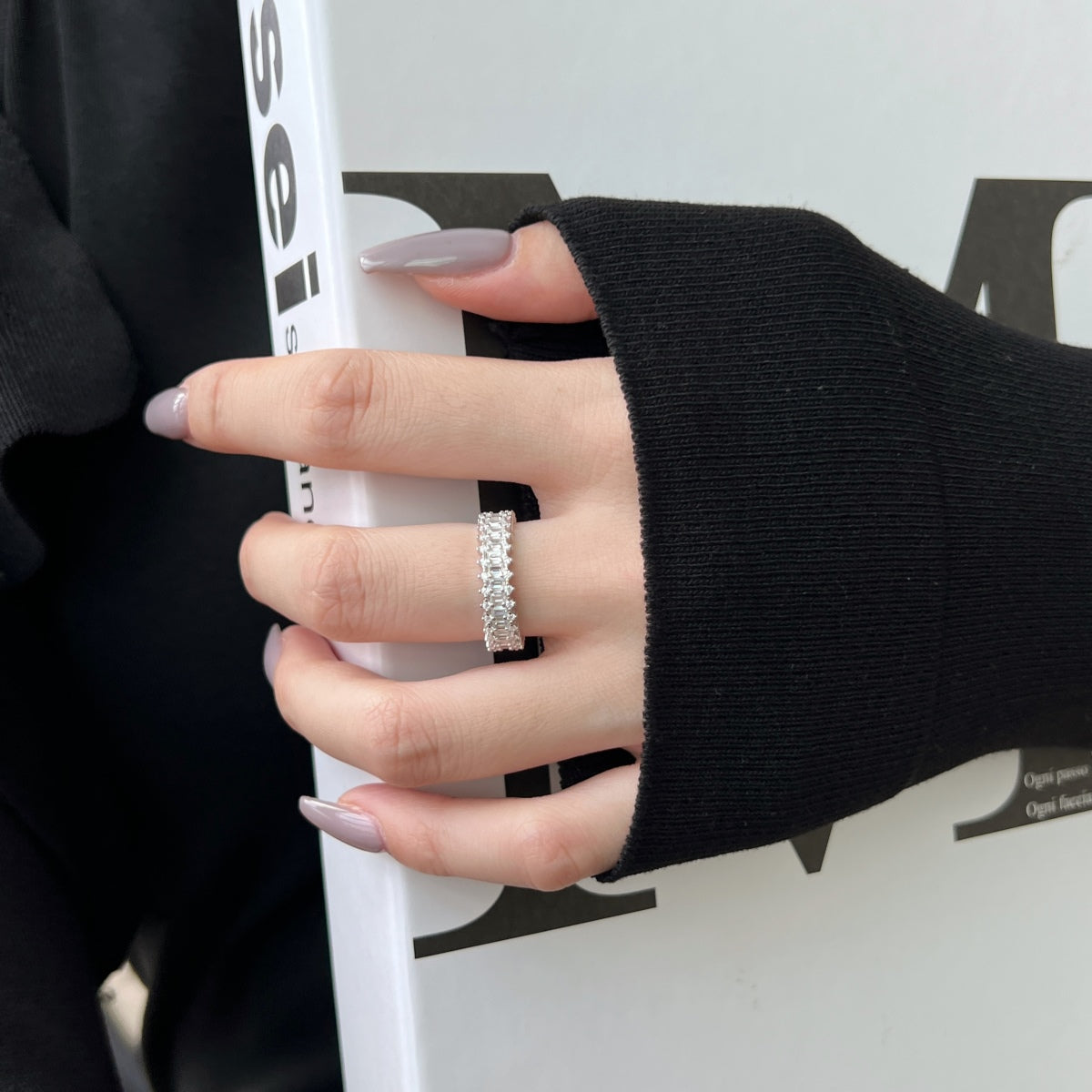 [Olivia Jewelry]Splashy Ornate Emerald Cut Cocktail Ring