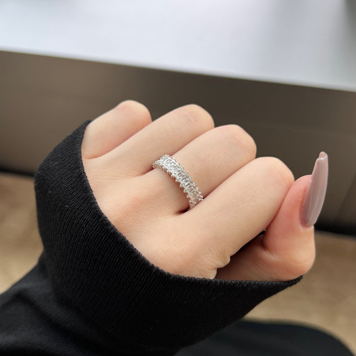 [Olivia Jewelry]Splashy Ornate Emerald Cut Cocktail Ring