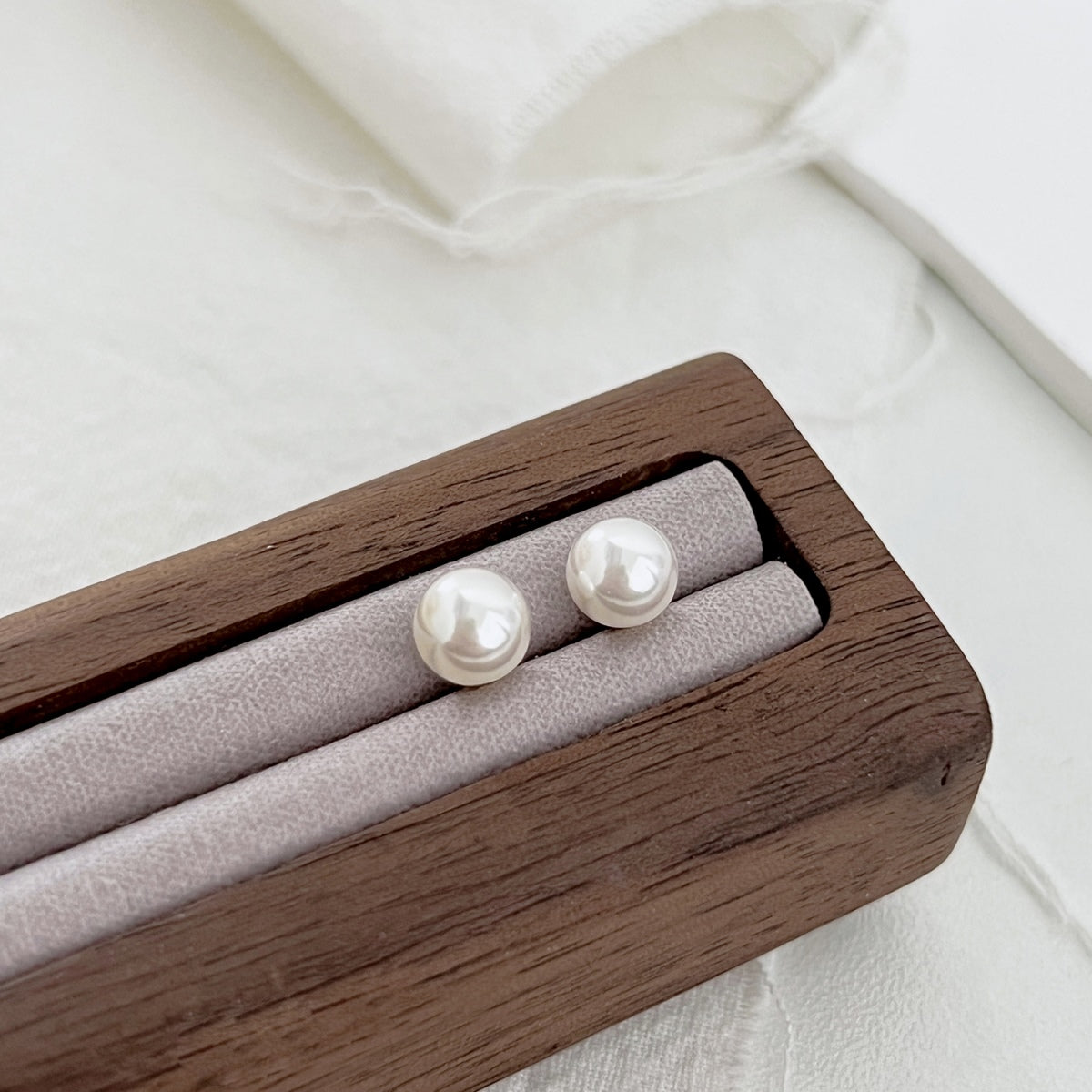 [Olivia Jewelry]Delicate Pearl Earrings