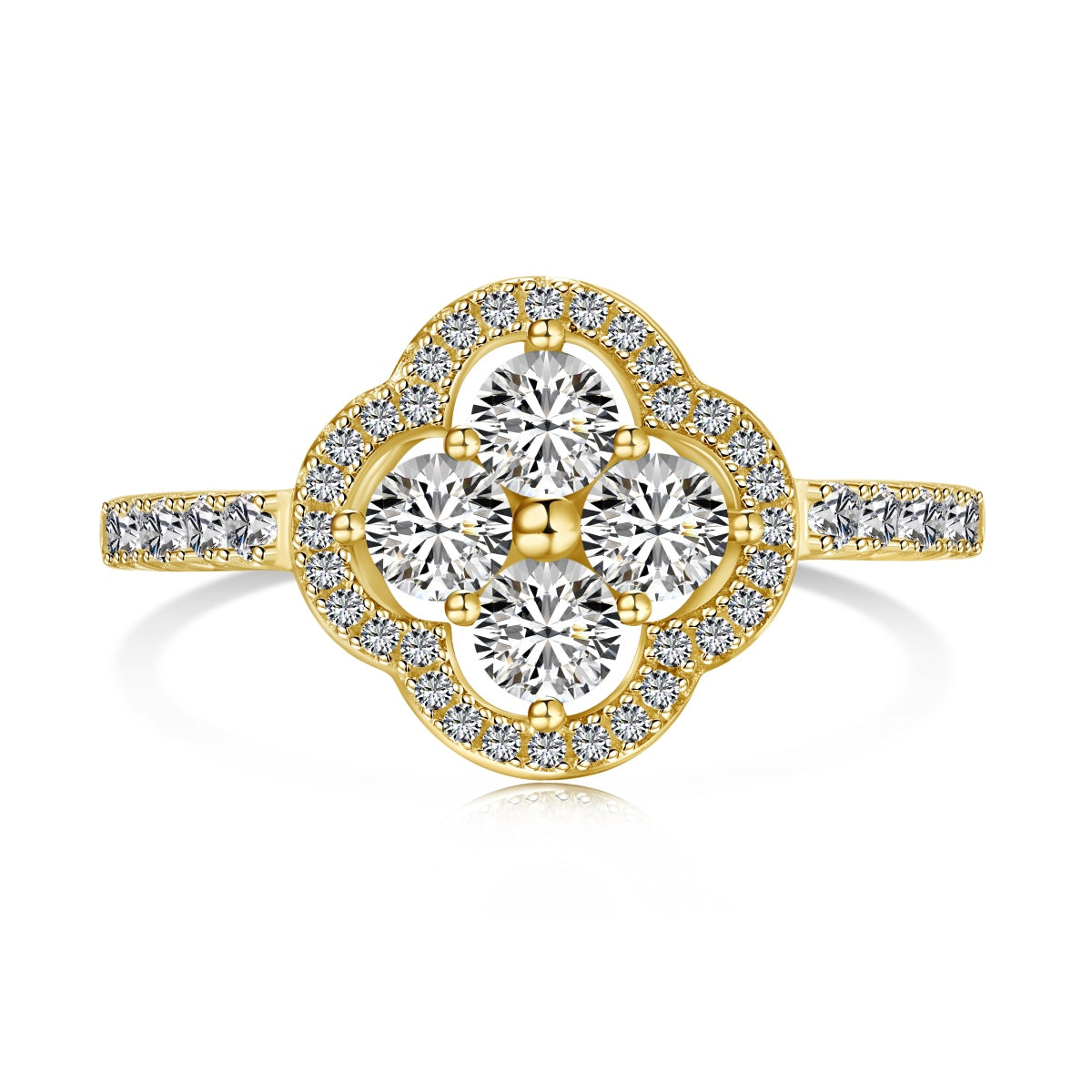 [Olivia Jewelry]Four Leaf Clover Flower Design Ring