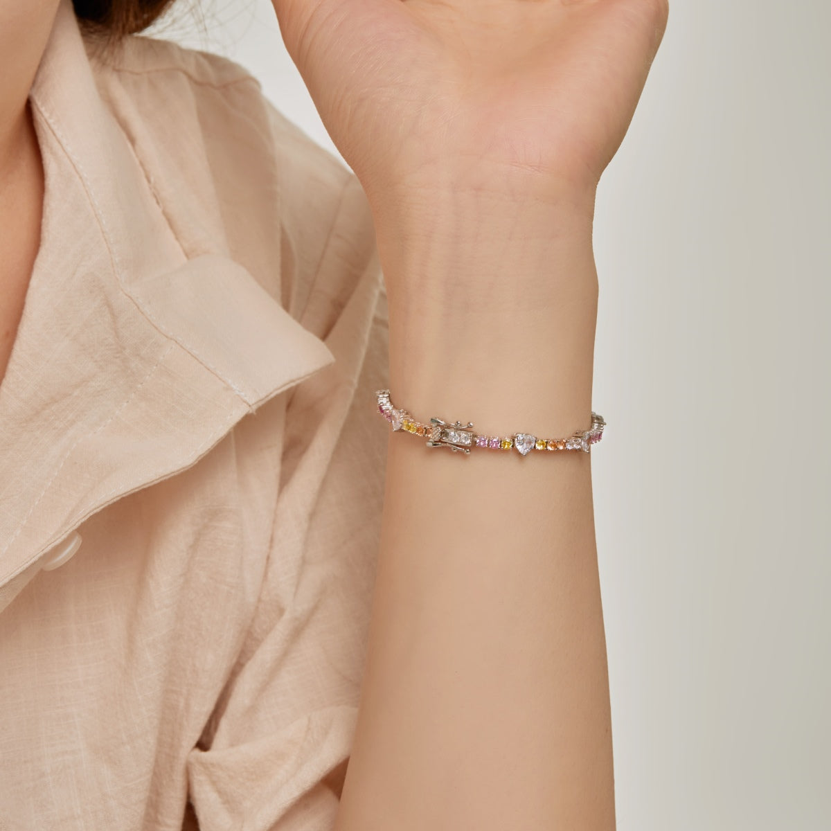 [Olivia Jewelry]Romantic Heart Shape Round Cut Lover Bracelet