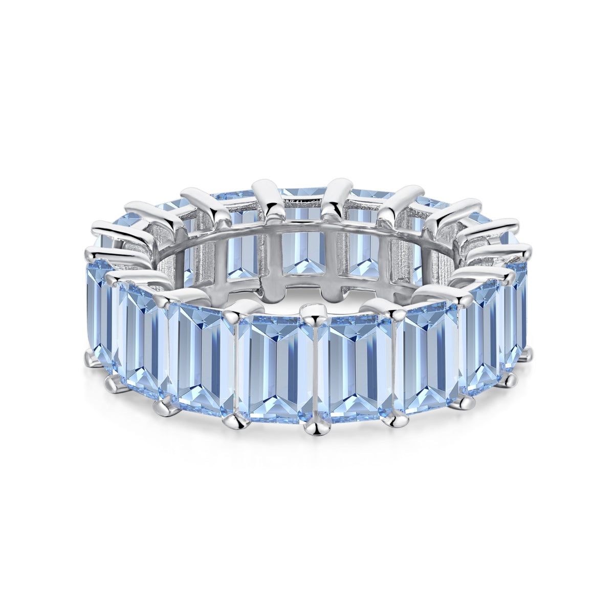 [Olivia Jewelry]0.75 Carat Elegant Emerald Cut Tennis Ring